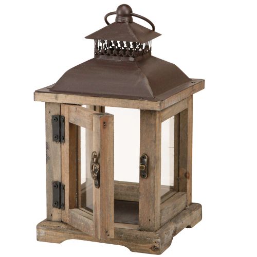 Product Vintage Lantern Dark Brown Wooden Lantern 15×15cm H26cm