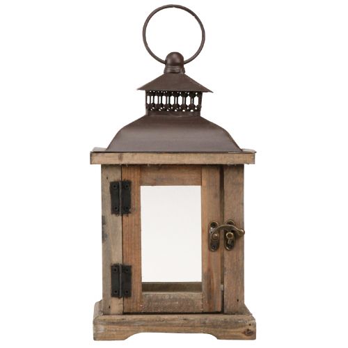 Product Vintage Lantern Dark Brown Wooden Lantern 15×15cm H26cm
