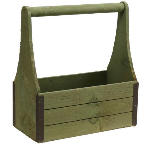 Floristik24 Vintage plant box wooden tool box olive green 28×14×31cm