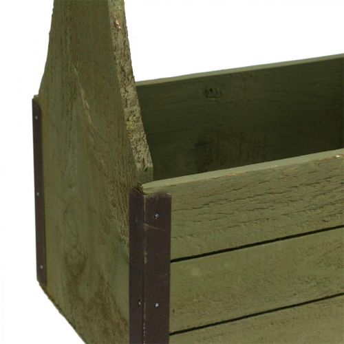 Floristik24 Vintage plant box wooden tool box olive green 28×14×31cm