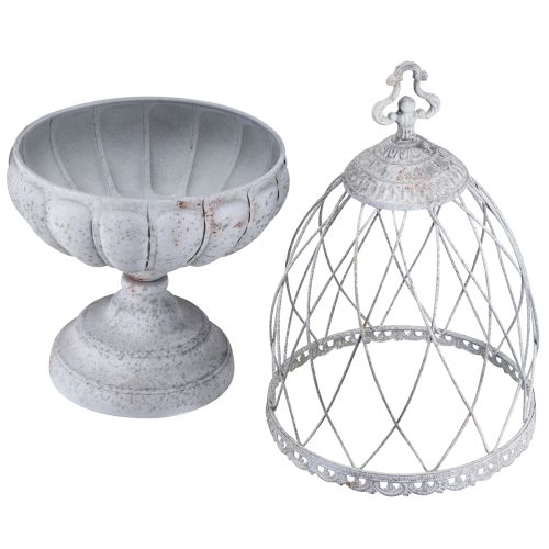Product Vintage trophy bowl metal decoration birdcage grey 26×61cm