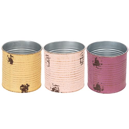 Product Vintage-look flower pot/tin with lettering for indoor decoration, 11cm, 3 pieces