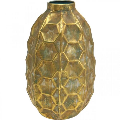 Product Vintage vase gold flower vase honeycomb look Ø23cm H39cm