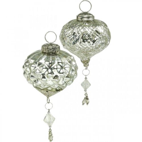 Floristik24 Vintage Christmas tree decorations glass decoration H14/14.5cm 2pcs