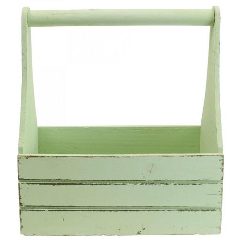 Floristik24 Vintage flower box wooden planter green 28×14×31cm
