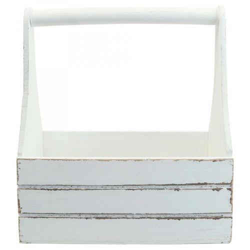 Floristik24 Vintage flower box wooden planter white 28×14×31cm