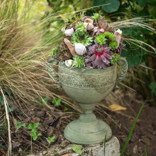 Floristik24 Vintage Cup Planter Metal Rustic Goblet with Handles H26cm Ø19cm