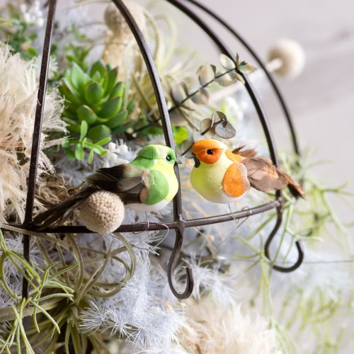 Product Artificial bird with wire for crafting, colorful decoration for any season, 8cm, 12 pieces