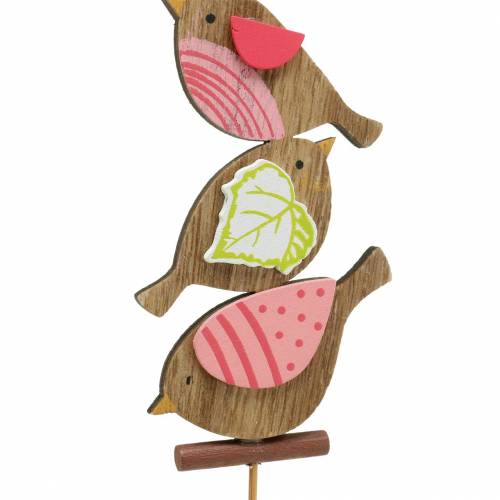 Product Spring decoration birds with stick wood sorted H10.5cm 12pcs