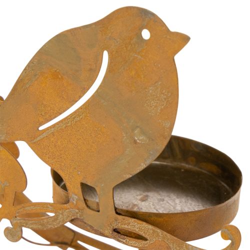 Bird decorative flower tealight holder rust look 24×27×6cm | Floristik24.co.uk