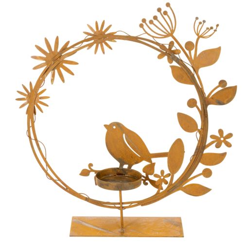 Bird decorative flower tealight holder rust look 24×27×6cm | Floristik24.co.uk