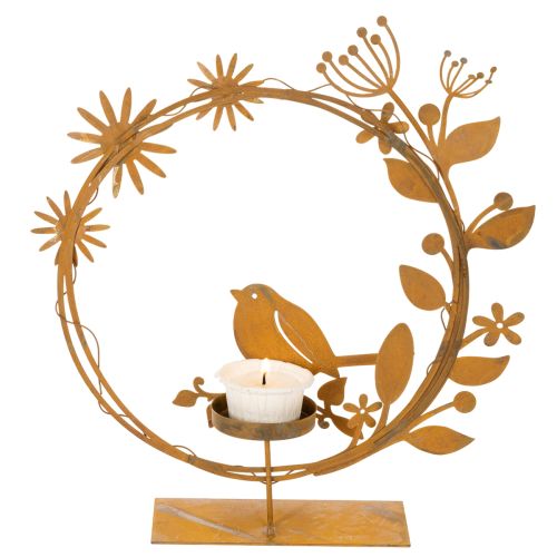 Bird decorative flower tealight holder rust look 24×27×6cm | Floristik24.co.uk