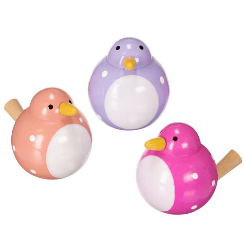 Bird decorative figurine with polka dot pattern as a fresh and friendly room accent, purple, 6cm, 6 pieces