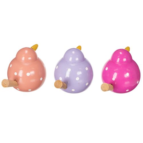 Product Bird decorative figurine with polka dot pattern as a fresh and friendly room accent, purple, 6cm, 6 pieces