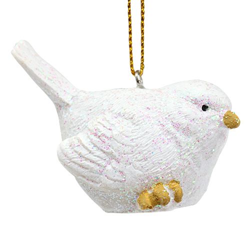 Product Bird white with mica 5cm 3pcs