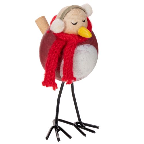 Set of 4 Winter Bird Figures with Scarf, 11cm, Red, White, and Black, Wooden and Metal Construction buy online | Floristik24.co.uk