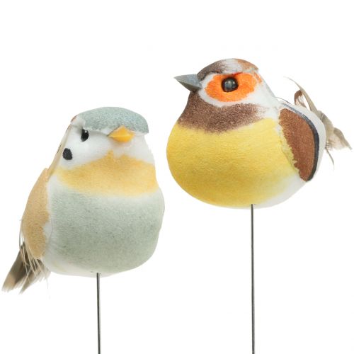 Floristik24 Mini birds on wire white/brown 5-7cm 16p