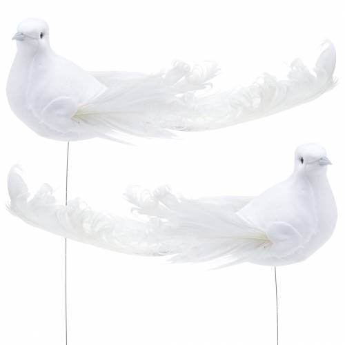 Floristik24 Dove on wire white 10cm 6pcs