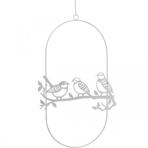 Product Bird deco window decoration spring, metal white H37.5cm 2pcs