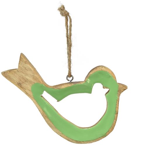 Product Bird decoration wooden decorative hanger green natural 15.5x1.5x16cm