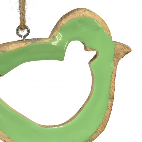 Product Bird decoration wooden hanging green natural 15.5x1.5x16cm