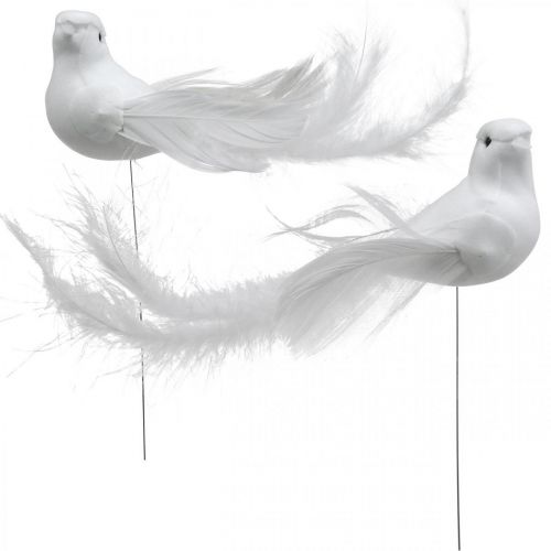 Floristik24 Wedding decoration, doves on wire, wedding doves white H4.5cm 12pcs