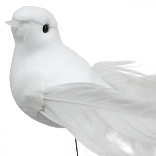 Product Wedding decoration, doves on wire, wedding doves white H4.5cm 12pcs