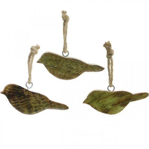 Product Birds to hang, spring decoration, wooden hanger nature, green H4cm 6pcs
