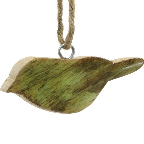 Floristik24 Birds for hanging, spring decoration, wooden hanger natural, green H4cm 6 pcs