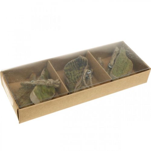 Floristik24 Birds for hanging, spring decoration, wooden hanger natural, green H4cm 6 pcs