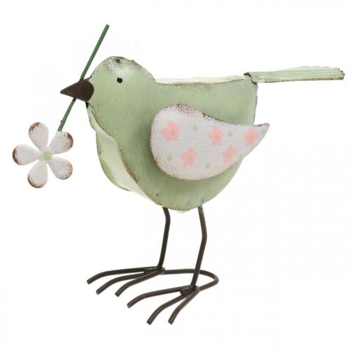 Floristik24 Decorative figure bird with flower spring decoration vintage metal 19.5cm