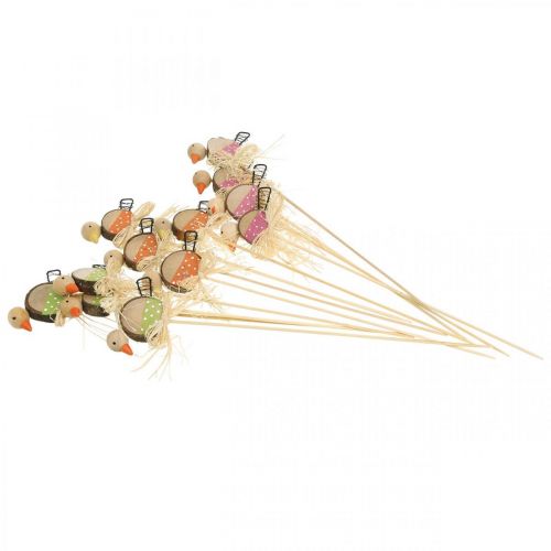Product Bird Flower Plug Wooden Spring Decoration Decorative Bird on Stick 8cm 12 Pcs