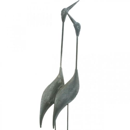 Floristik24 Pair of birds, metal decoration, waterfowl Silver, washed white H74cm