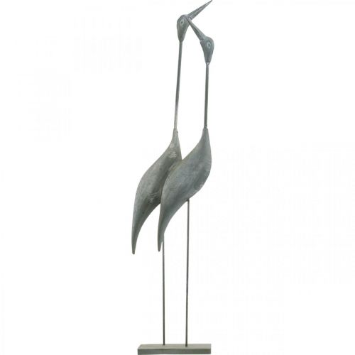 Floristik24 Pair of birds, metal decoration, waterfowl Silver, washed white H74cm