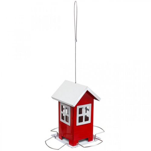 Product Bird Feeder Red and White Metal Bird Feeder H19cm