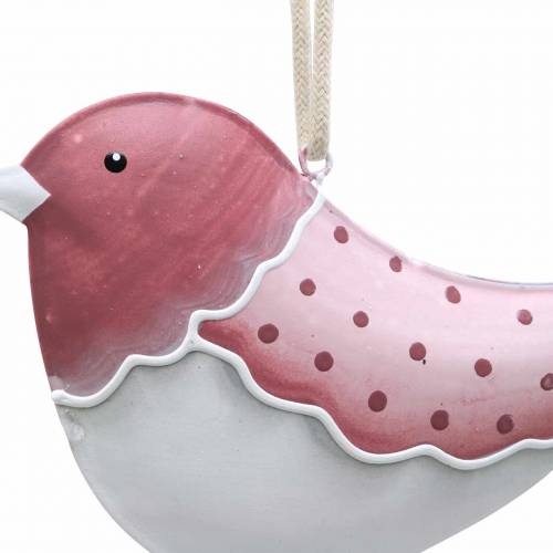Product Bird to hang white, old rose assorted metal 9cm 3pcs
