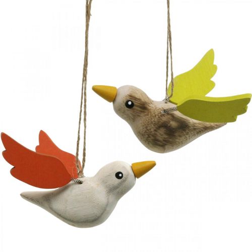 Floristik24 Deco birds wood for hanging bird spring decoration 10.5cm 6pcs