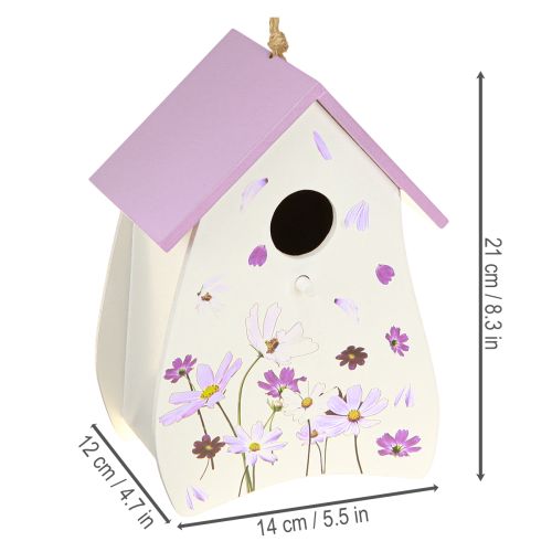 Product Birdhouse with spring-like floral pattern, decoration for balcony or apartment, 21cm