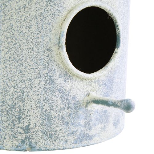 Product Birdhouse for hanging metal in white blue Ø15cm H21cm