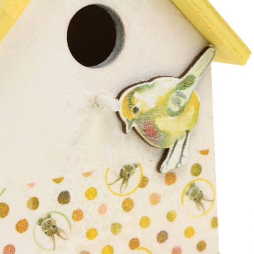 Floristik24 Decorative bird house to hang yellow-white 12cm