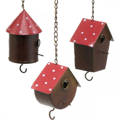 Floristik24 Decorative Nesting Box Hanging Bird House Autumn Bird Feeder Metal Decoration H14-12cm L34-37cm