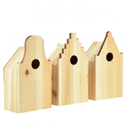 Birdhouse wooden incubator blue tit fir H22,5cm 3pcs