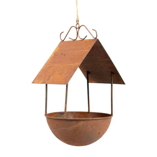 Decorative bird house bird bath patina garden decoration 18.5×20×33cm
