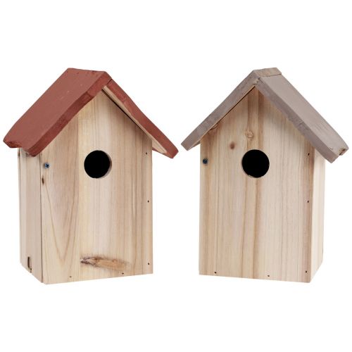 Birdhouse made of wood nesting box natural brown/beige 23cm 1pc