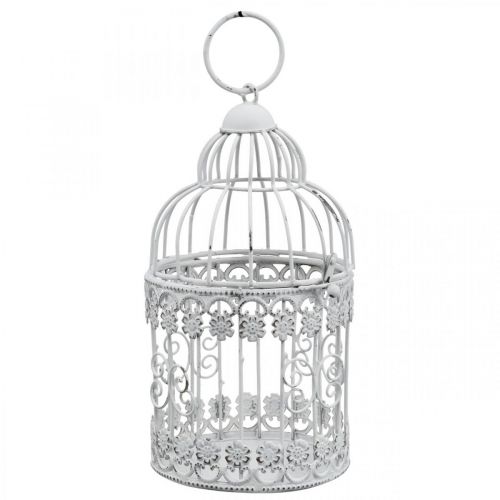 Deco Aviary Shabby White Bird Cage Metal Decoration Ø10cm H17cm