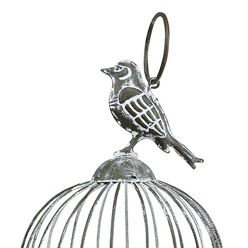 Floristik24 Birdcage with tealight glass Ø10,5cm H21cm Gray