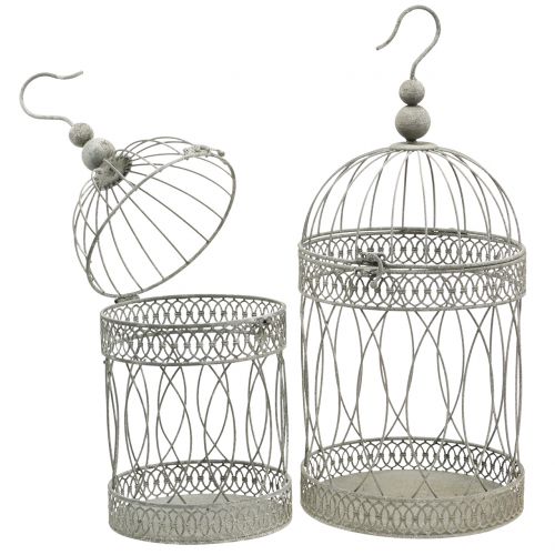 Floristik24 Bird aviary vintage round gray Ø22 / 18cm 2pcs