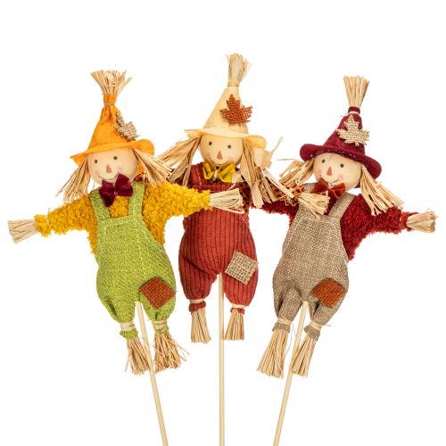 Decorative Scarecrow on Stick – 60cm, Fabric and Straw, Multicolour, Indoor Autumn Decoration buy online | Floristik24.co.uk