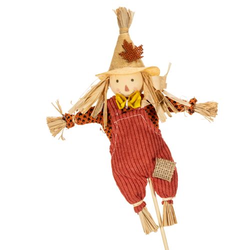 Decorative Scarecrow on Stick – 60cm, Fabric and Straw, Multicolour, Indoor Autumn Decoration | Floristik24.co.uk