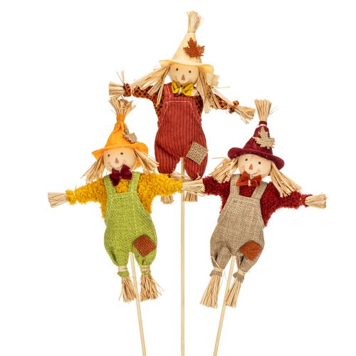 Decorative Scarecrow on Stick – 60cm, Fabric and Straw, Multicolour, Indoor Autumn Decoration | Floristik24.co.uk
